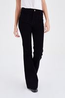 Bayan Siyah Kadife Önden Cepli Ispanyol Paça Pantolon