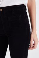 Bayan Siyah Kadife Önden Cepli Ispanyol Paça Pantolon