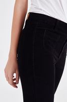 Bayan Siyah Kadife Önden Cepli Ispanyol Paça Pantolon