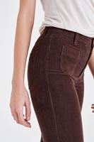 Bayan Kahverengi Kadife Önden Cepli Ispanyol Paça Pantolon