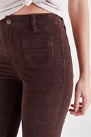 Bayan Kahverengi Kadife Önden Cepli Ispanyol Paça Pantolon