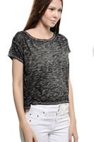 Bayan Siyah Dökümlü Kısa Tişört