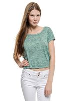 Bayan Yeşil Dökümlü Kısa Tişört