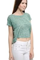 Bayan Yeşil Dökümlü Kısa Tişört