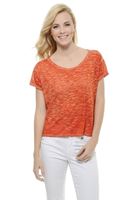 Bayan Turuncu Dökümlü Kısa Tişört