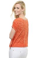 Bayan Turuncu Dökümlü Kısa Tişört
