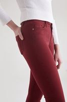 Bayan Kırmızı Düşük Bel Skinny Pantolon
