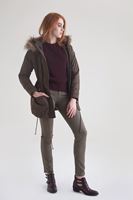 Bayan Yeşil Düşük Bel Slim Paça Pantolon