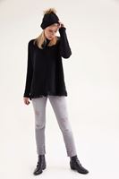 Bayan Gri Slim Paça Yıpratılmış Pantolon