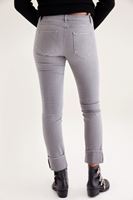Bayan Gri Slim Paça Yıpratılmış Pantolon