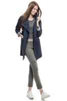 Bayan Gri Slim Paça Yıpratılmış Pantolon