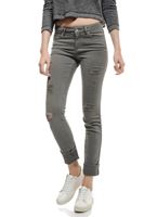 Bayan Gri Slim Paça Yıpratılmış Pantolon