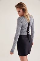 Bayan Gri Sırtı Bağcık Detaylı Kısa Üst