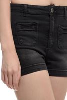 Bayan Siyah Yüksek Bel Jean Şort