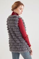 Bayan Gri Püsküllü Yelek