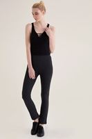 Bayan Gri Yandan Fermuarlı Flare Tayt