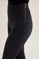 Bayan Gri Yandan Fermuarlı Flare Tayt