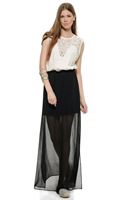 Bayan Siyah Transparan Detaylı Uzun Etek