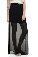 Bayan Siyah Transparan Detaylı Uzun Etek