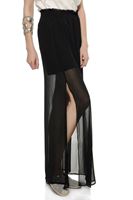 Bayan Siyah Transparan Detaylı Uzun Etek