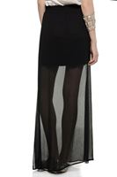 Bayan Siyah Transparan Detaylı Uzun Etek