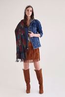 Bayan Kahverengi Süet Mini Püsküllü Etek