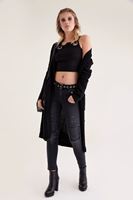 Bayan Siyah Dizleri Yırtık Detaylı Eskitme Jean