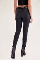 Bayan Siyah Dizleri Yırtık Detaylı Eskitme Jean