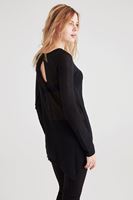 Bayan Siyah Asimetrik Kesimli Transparan Bluz