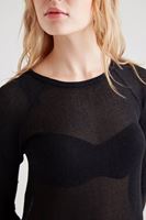 Bayan Siyah Asimetrik Kesimli Transparan Bluz