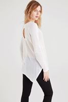 Bayan Krem Asimetrik Kesimli Transparan Bluz