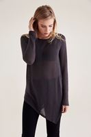 Bayan Gümüş Asimetrik Kesimli Transparan Bluz