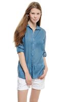 Bayan Mavi 3/4 Kollu Tunik Gömlek