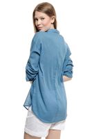 Bayan Mavi 3/4 Kollu Tunik Gömlek