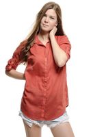 Bayan Turuncu 3/4 Kollu Tunik Gömlek