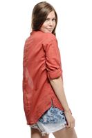 Bayan Turuncu 3/4 Kollu Tunik Gömlek