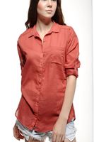 Bayan Turuncu 3/4 Kollu Tunik Gömlek