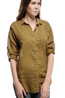 Bayan Yeşil 3/4 Kollu Tunik Gömlek