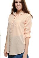 Bayan Krem 3/4 Kollu Tunik Gömlek