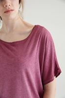 Bayan Bordo Bot Yaka Dökümlü Tişört