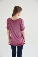 Bayan Bordo Bot Yaka Dökümlü Tişört