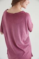 Bayan Bordo Bot Yaka Dökümlü Tişört