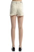 Bayan Krem Yüksek Bel Püsküllü Mini Şort