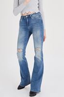 Bayan Mavi İspanyol Paça Denim Pantolon