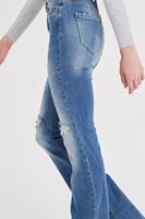 Bayan Mavi İspanyol Paça Denim Pantolon
