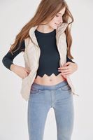 Bayan Bej Kapitoneli Kapüşonlu Yelek