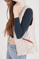 Bayan Bej Kapitoneli Kapüşonlu Yelek