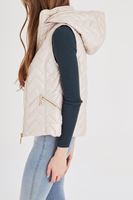 Bayan Bej Kapitoneli Kapüşonlu Yelek