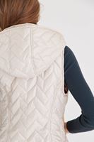 Bayan Bej Kapitoneli Kapüşonlu Yelek