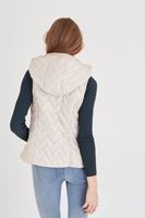 Bayan Bej Kapitoneli Kapüşonlu Yelek